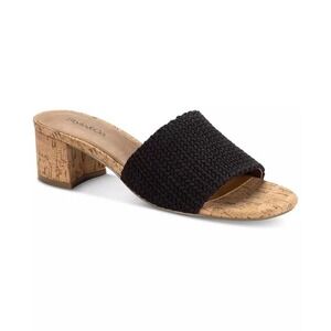 Style & Co Brycee Black Crochet Cork Block Heel Slide Sandals Womens 7 M NEW